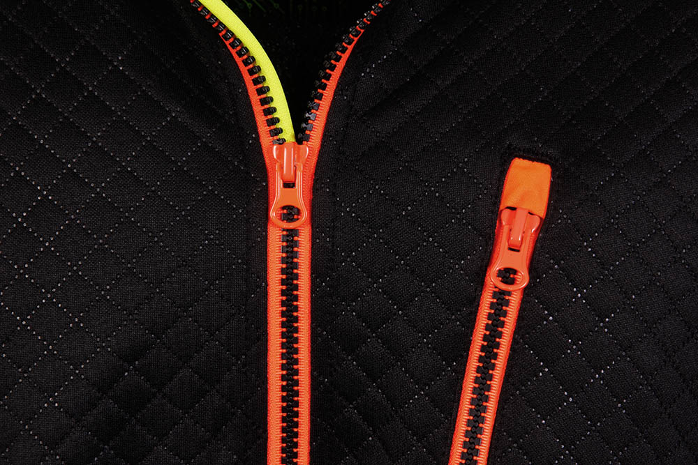 Arbeitsfleecejacke BLACK LINE, schwarz-neongelb-leuchtorange