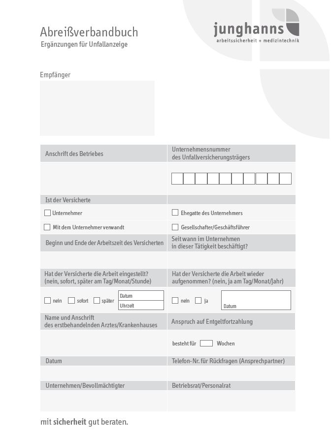 Verbandbuch, Block, abreißbar, 50 Blatt, DIN A5