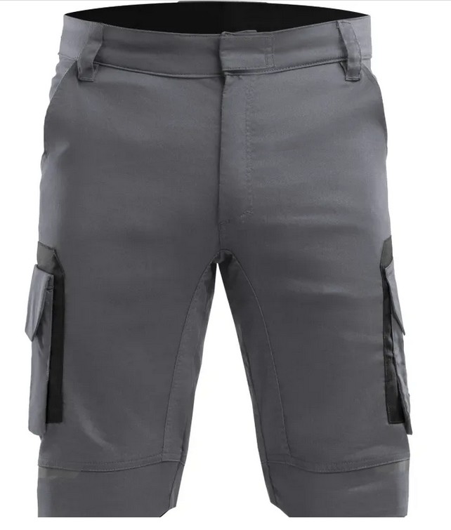 Arbeisshort Pro+, grau-schwarz, Stretch, Gr. 64