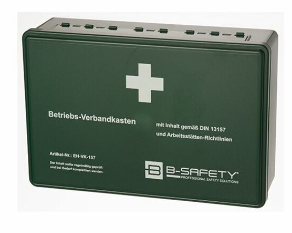 Betriebsverbandkasten, DIN 13157:2021-11, grün, inkl. Wandhalterung