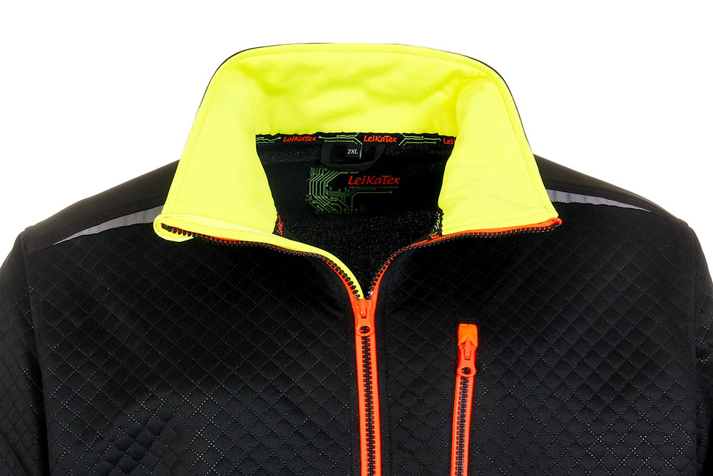 Arbeitsfleecejacke BLACK LINE, schwarz-neongelb-leuchtorange