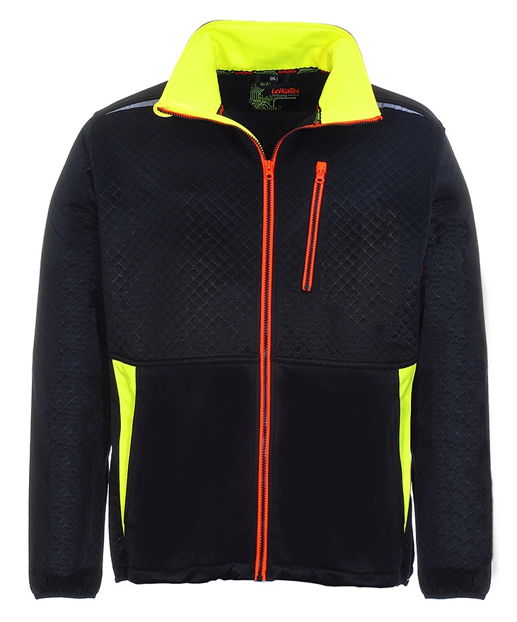 Arbeitsfleecejacke BLACK LINE, schwarz-neongelb-leuchtorange