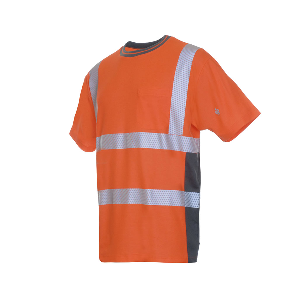 Warnschutz T-Shirt BRIGHT LINE, warnorange-grau, Größe 4XL