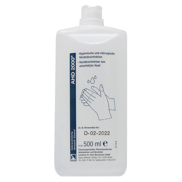 Hände- und Hautdesinfektion AHD 2000, Flasche a) 500 ml -- AKTIONSPREIS --