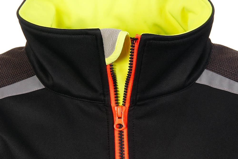 Arbeitssoftshelljacke BLACK LINE, schwarz-neongelb-leuchtorange, Größe L