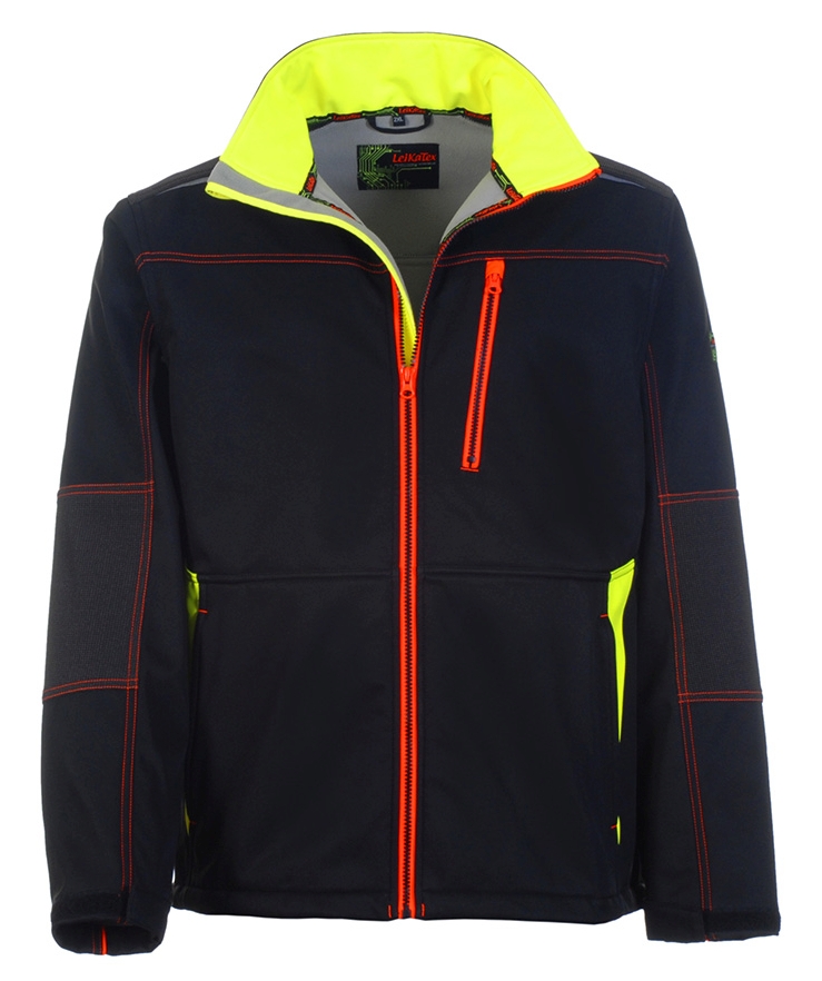 Arbeitssoftshelljacke BLACK LINE, schwarz-neongelb-leuchtorange, Größe L