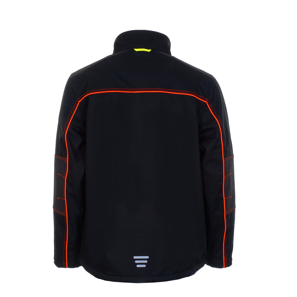 Arbeitssoftshelljacke BLACK LINE, schwarz-neongelb-leuchtorange, Größe L