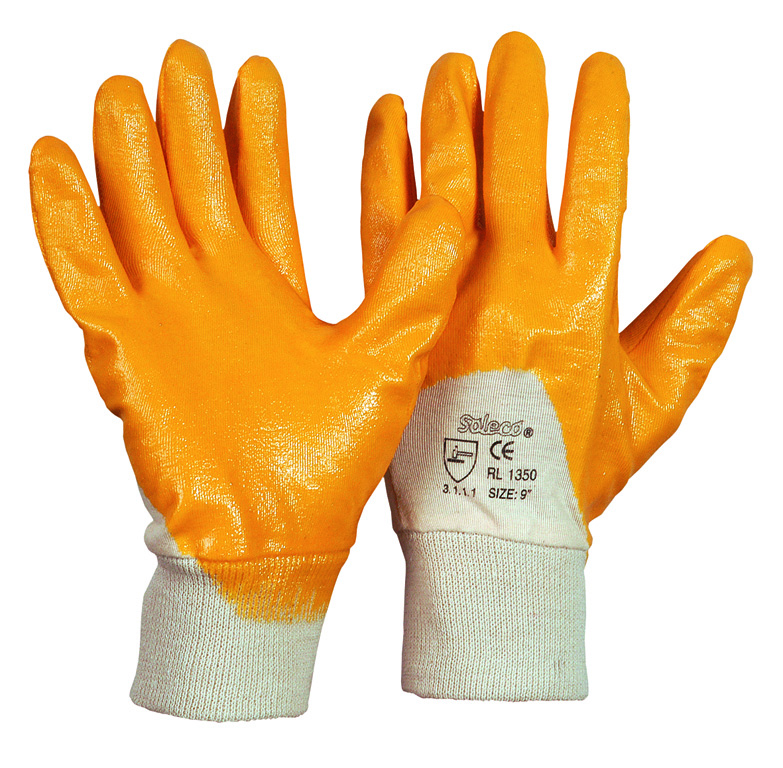 Handschuh Nitril, teilbeschichtet, gelb, Größe 11