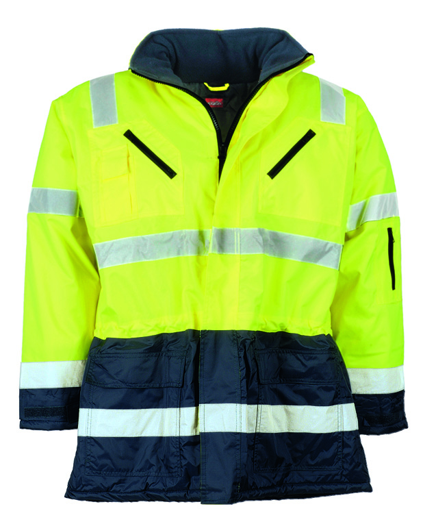 Warnschutzparka, neongelb-marine
